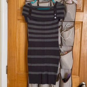 Grey striped sweater dress